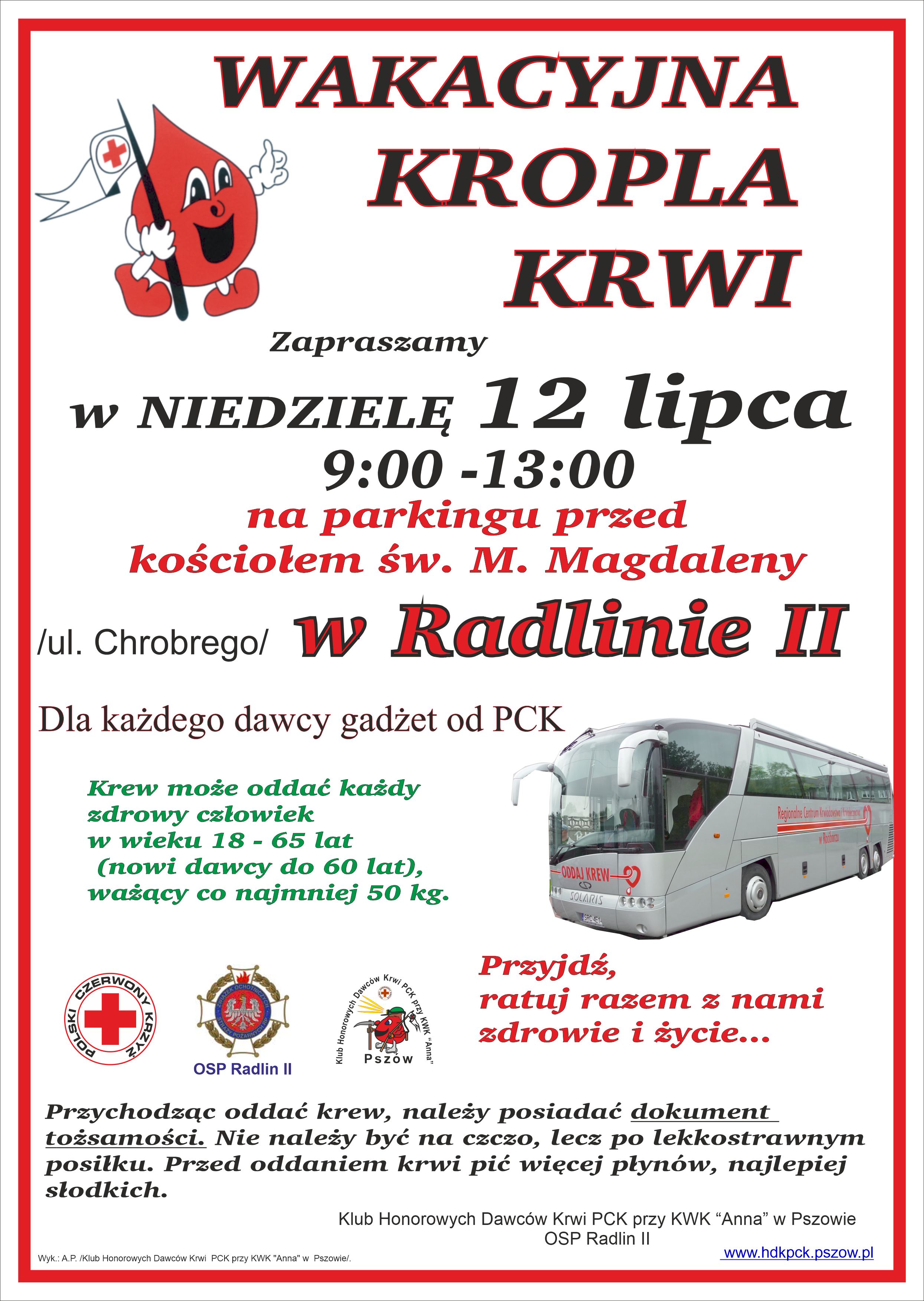 Wakacyjna kropla krwi w Radlinie II. Każdy może pomóc uratować życie