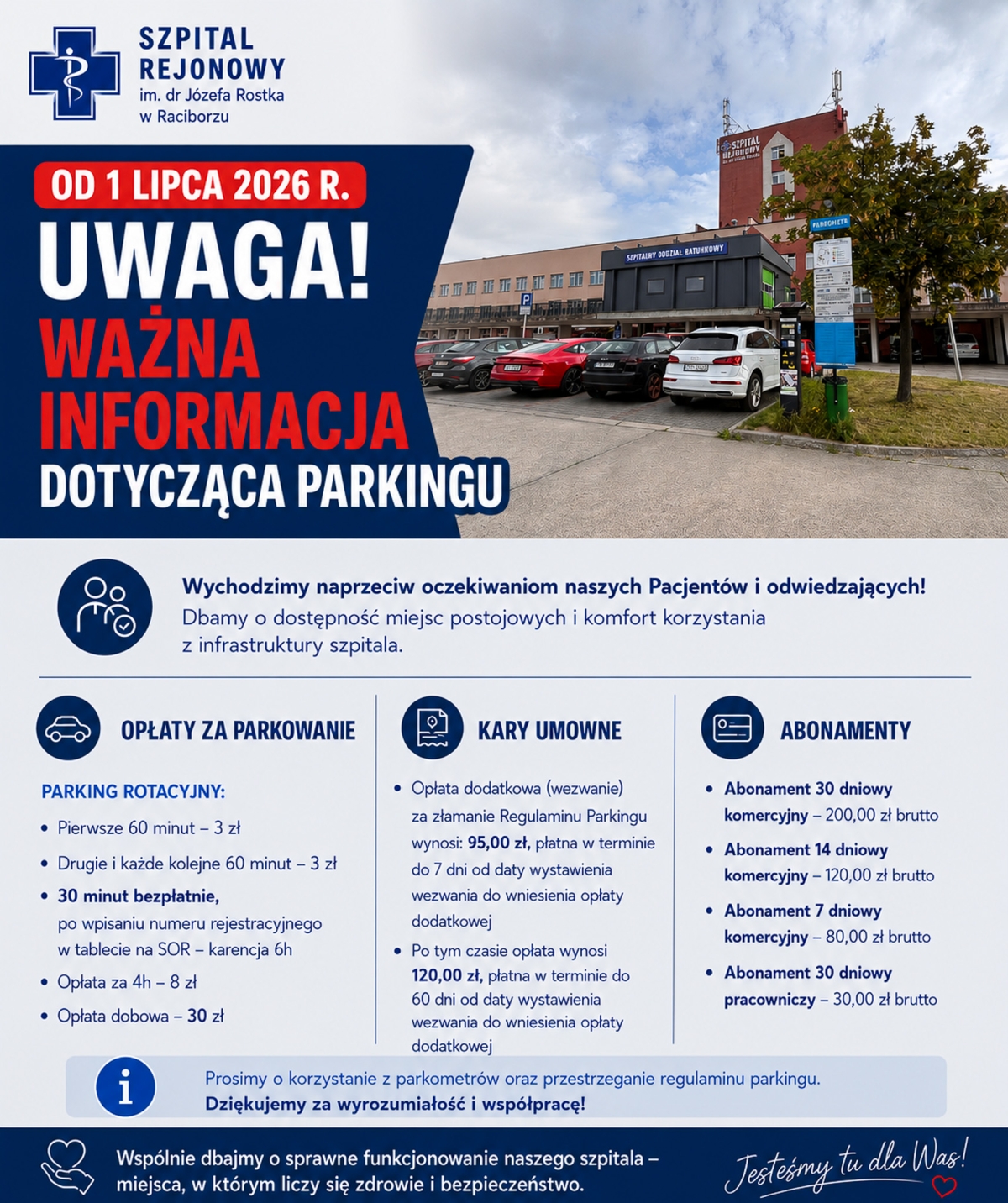 Zmiany w parkowaniu przy Szpitalu Rejonowym w Raciborzu