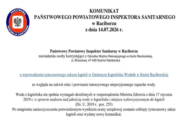 Sinice na terenie Ośrodka wodno-rekreacyjnego Wodnik